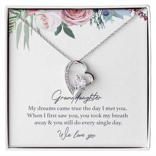 To Our Beautiful Granddaughter We Love You Forever Love Necklace